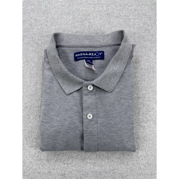 Magna Ready Shirt Mens XXL Gray Faux Polo Magnetic Buttons Adaptive Apparel - Picture 11 of 12